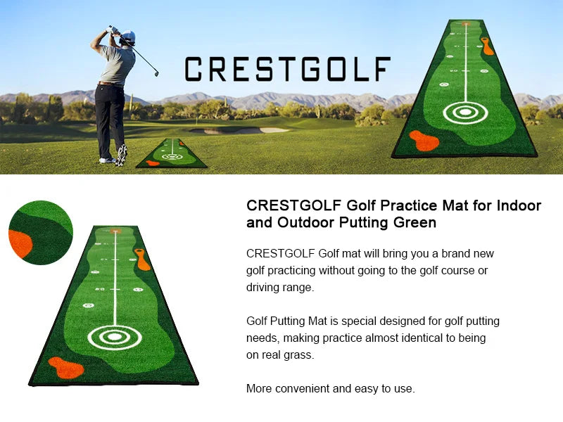 Crestgolf Golf Mat - Putting Green for Indoor/Outdoor Long-Hitting Practice Mat