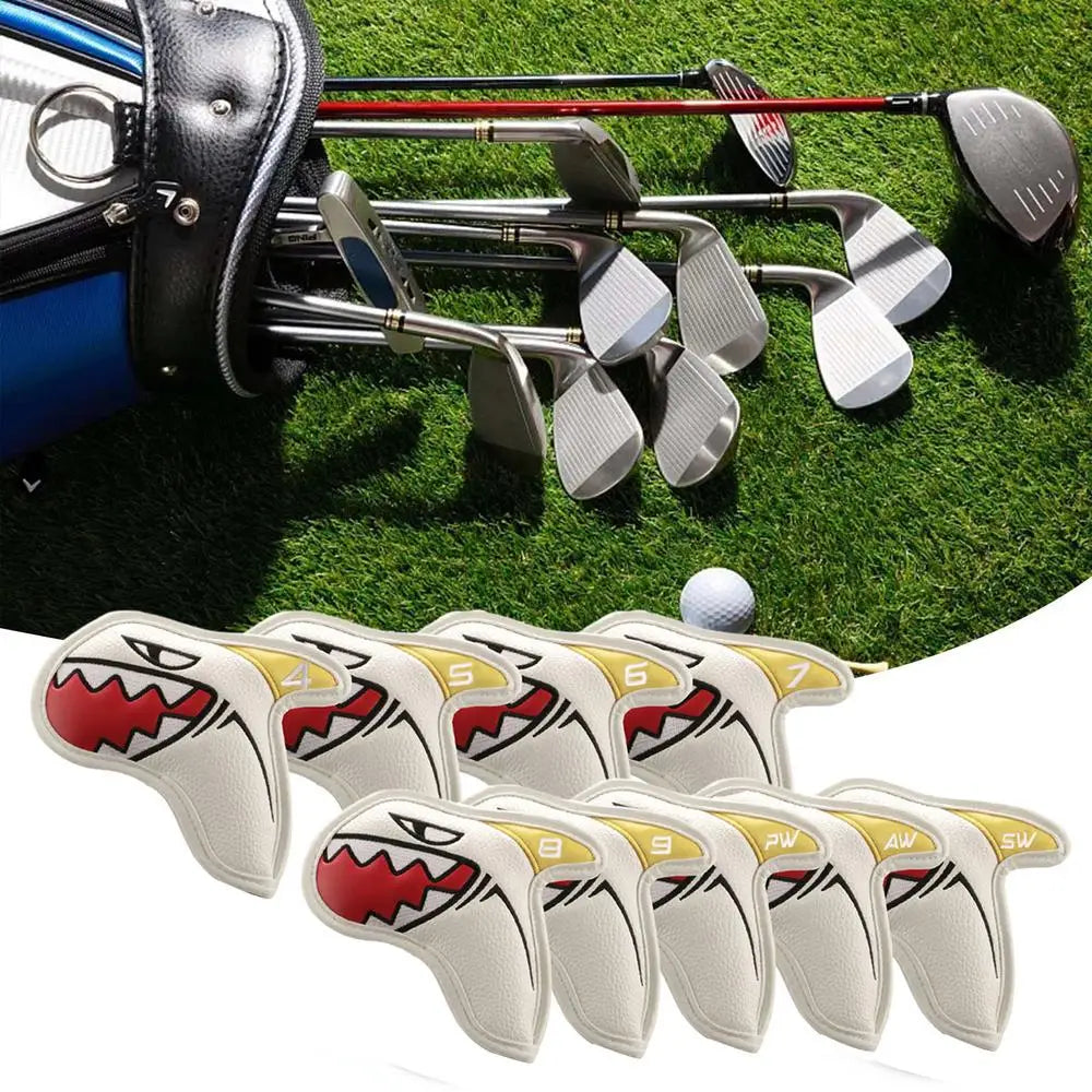 9-Piece Sharks Golf Club Iron Head Covers - Waterproof Golf Club Protector