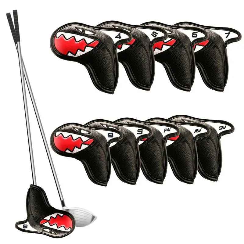 9-Piece Sharks Golf Club Iron Head Covers - Waterproof Golf Club Protector