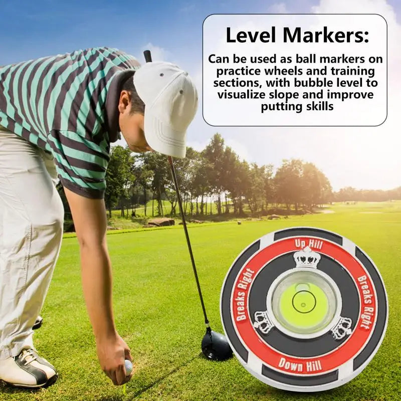 High Precision Golf Ball Marker With Level Meter, 2-Sided Alignment Reader Tool