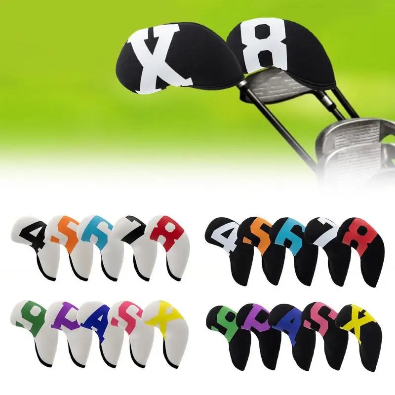 10-Piece Golf Iron Head Covers - Protective Club Head Covers Set