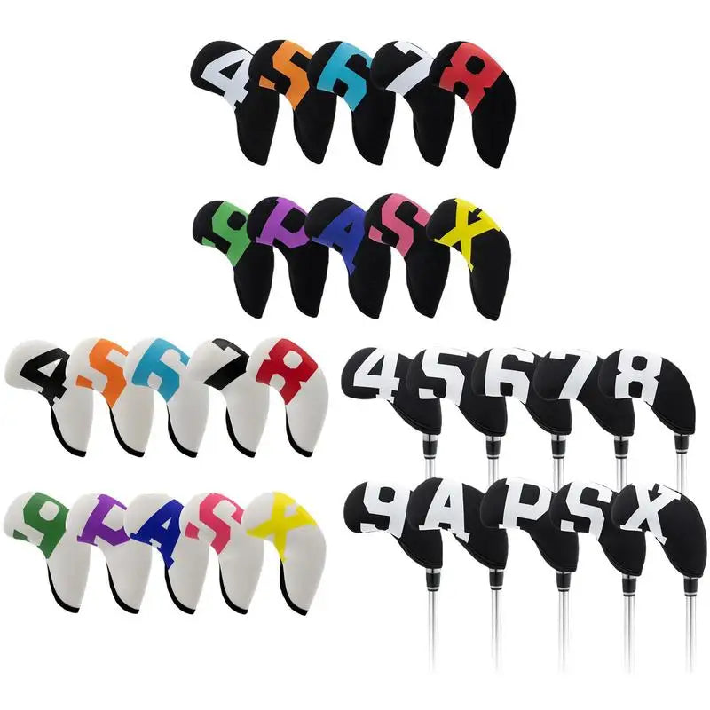 10-Piece Golf Iron Head Covers - Protective Club Head Covers Set